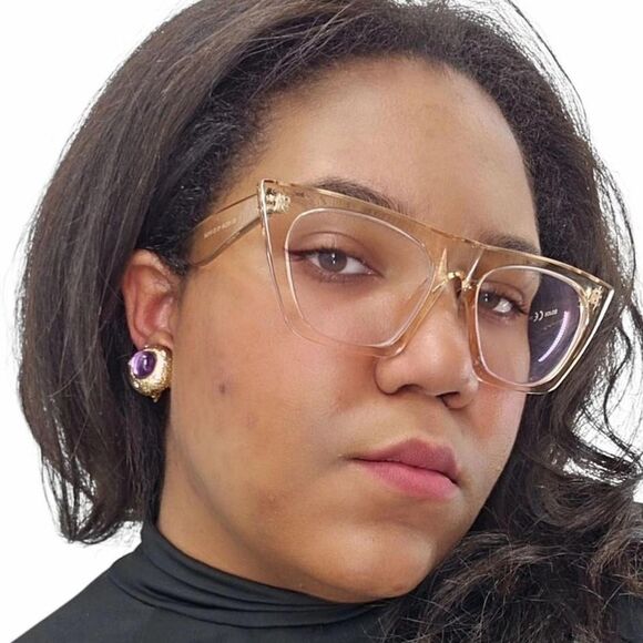 Vintage Amethyst Glass Cabochon Clip-Ons - Picture 1 of 6